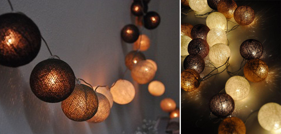 Гирлянда хлопковые фонарики Сotton Ball Brown - Loft-Concept в Кирове