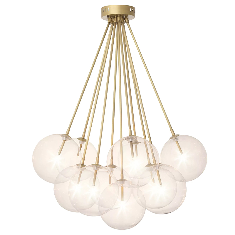 Люстра Eichholtz Ceiling Lamp Molecule Brass Латунь Прозрачное Стекло в Кирове | Loft Concept 