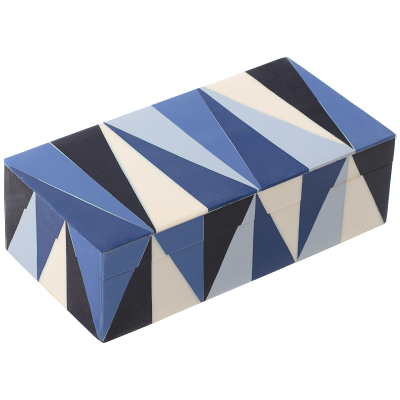 Шкатулка Blue White Triangles Bone Inlay Box Синий Белый Голубой Черный Шкатулка Blue White Triangles Bone Inlay Box Синий Белый Голубой Черный в Кирове | Loft Concept