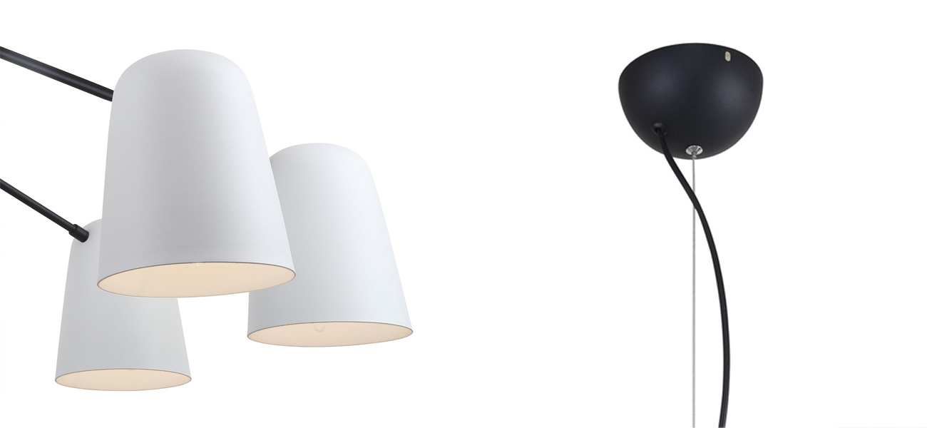 Люстра с черным каркасом и белыми плафонами Retro Future 6 ламп - фото