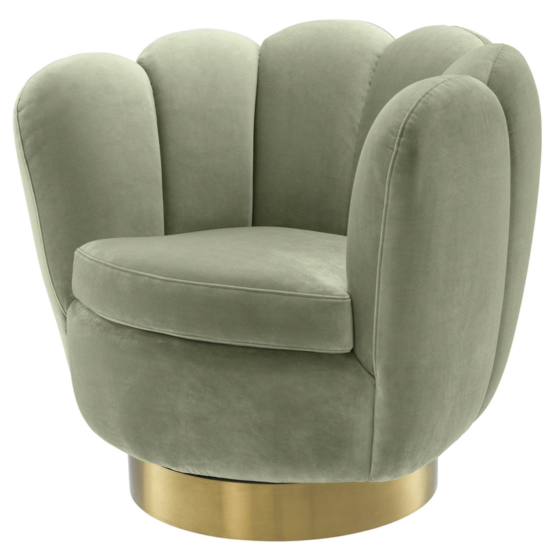 Кресло Eichholtz Swivel Chair Mirage pistache green Зеленый шалфей Матовая латунь в Кирове | Loft Concept 