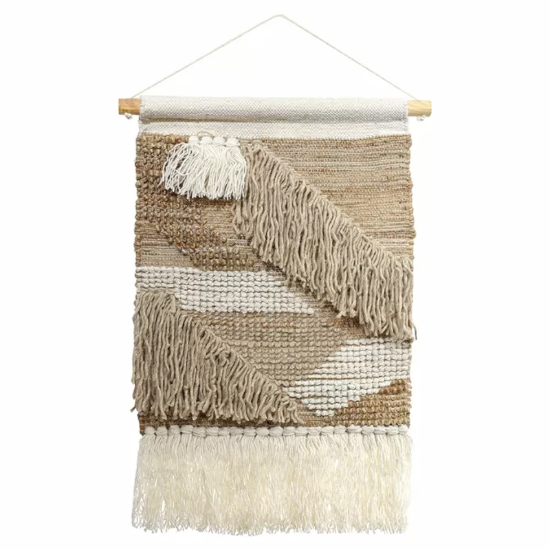 Панно из шерсти и хлопка с узором Beige Calista Cascade Бежевый Панно из шерсти и хлопка с узором Beige Calista Cascade Бежевый в Кирове | Loft Concept