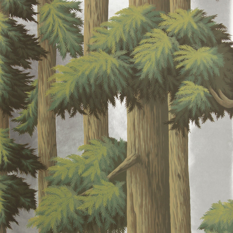 Обои ручная роспись Redwoods Sequoia on Sterling Silver gilded paper  в Кирове | Loft Concept 
