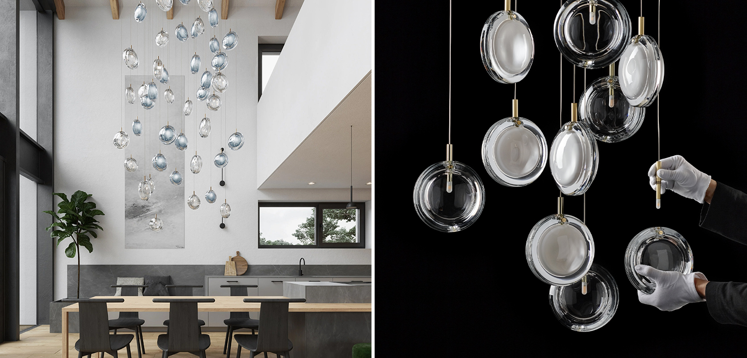 Люстра Lens 9 прозрачный в стиле Bomma - фото