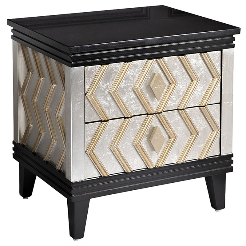 Тумба с каменной столешницей Birgit Nightstand Черный Серебряный Тумба с каменной столешницей Birgit Nightstand Черный Серебряный в Кирове | Loft Concept