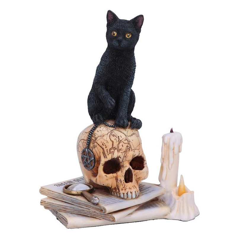 Статуэтка Cat on Skull Черный Бежево-серый Белый Статуэтка Cat on Skull Черный Бежево-серый Белый в Кирове | Loft Concept