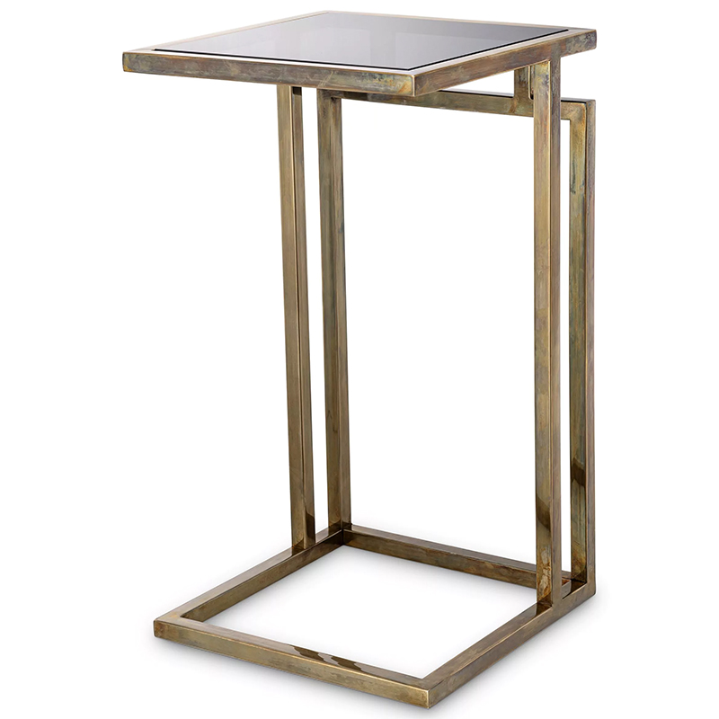 Приставной стол Eichholtz Side Table Marcus Brass Латунь Стекло Смок Приставной стол Eichholtz Side Table Marcus Brass Латунь Стекло Смок в Кирове | Loft Concept