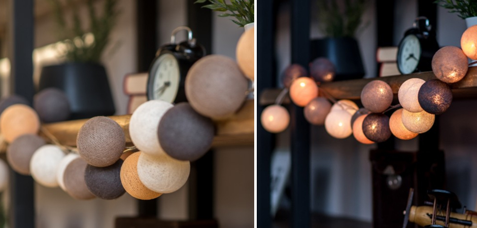Гирлянда хлопковые фонарики Сotton Ball Clay - Loft-Concept в Кирове