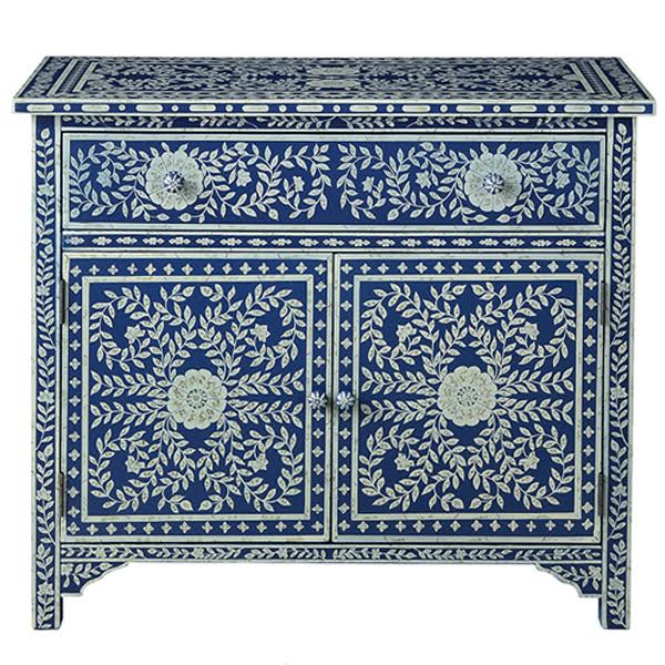 Комод инкрустация костью ORIENTAL Indian синий орнамент Синий Комод инкрустация костью ORIENTAL Indian синий орнамент Синий в Кирове | Loft Concept