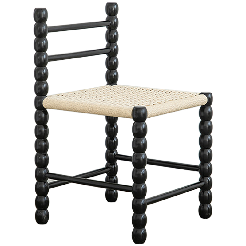 Стул French Corner Chair Black Черный Бежевый Стул French Corner Chair Black Черный Бежевый в Кирове | Loft Concept