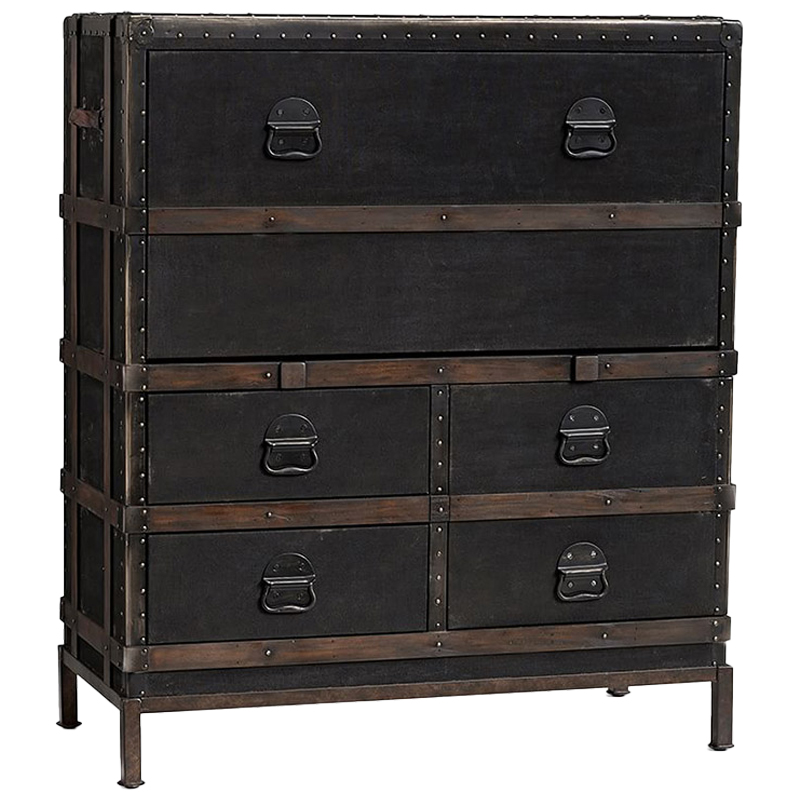 Комод в винтажном стиле Derik Vintage Chest of Drawers Черный Черный Коричневый винтаж Комод в винтажном стиле Derik Vintage Chest of Drawers Черный Черный Коричневый винтаж в Кирове | Loft Concept