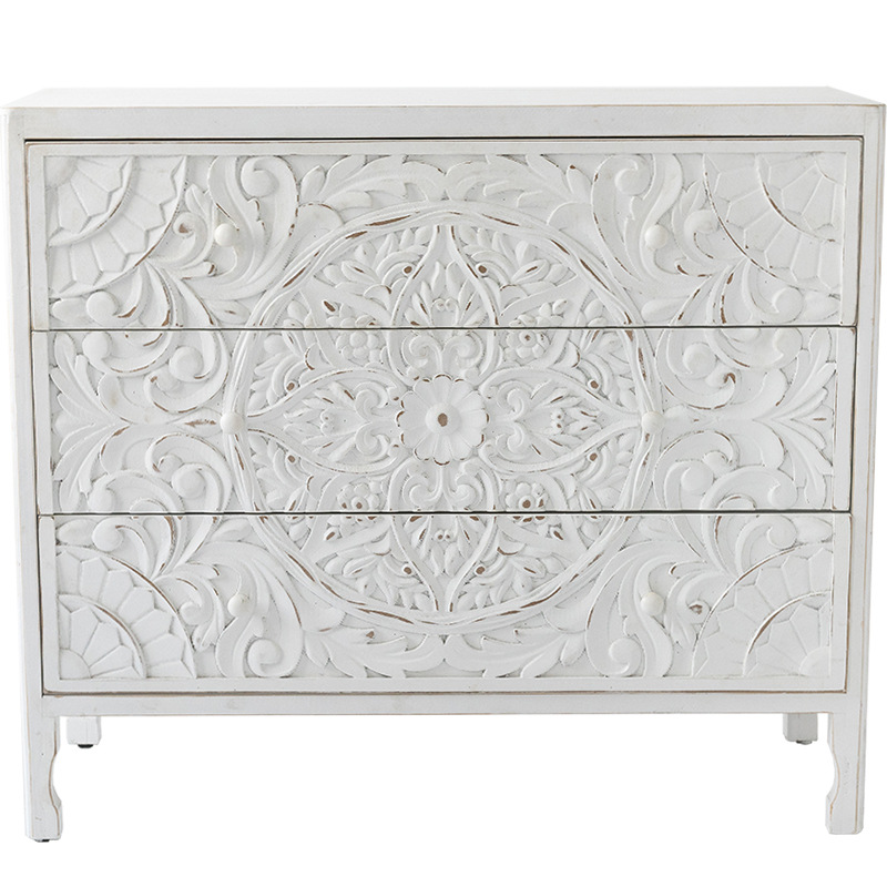 Комод с резным декорированным фасадом Matsi Provence Chest of Drawers Белый Белый Комод с резным декорированным фасадом Matsi Provence Chest of Drawers Белый Белый в Кирове | Loft Concept
