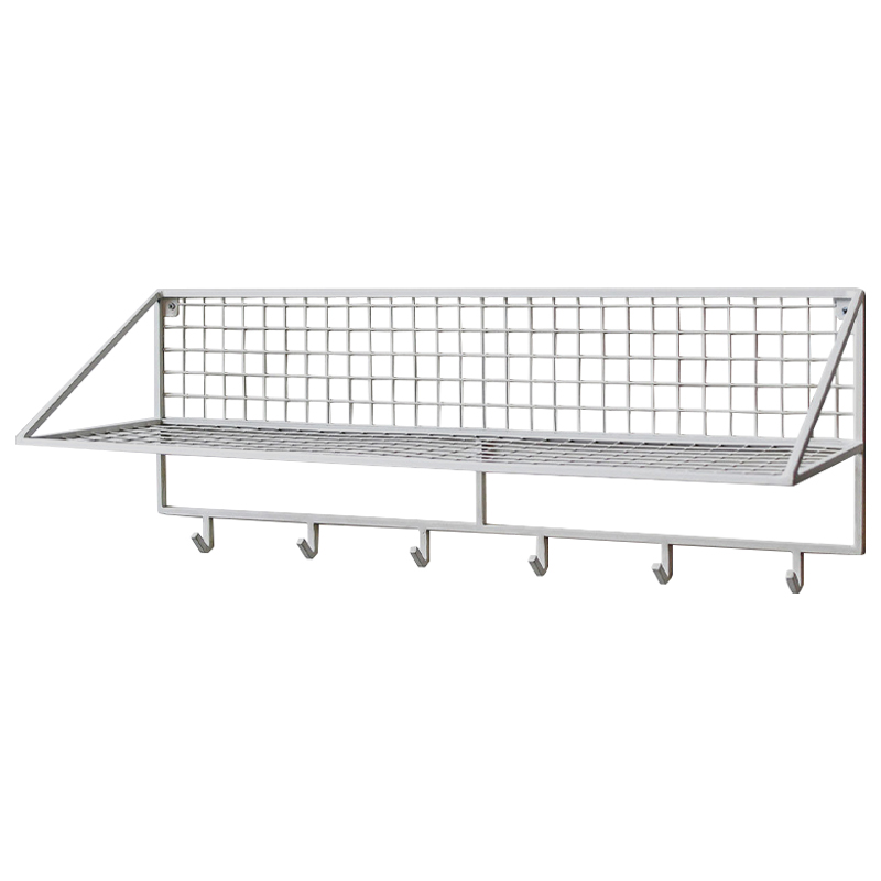 Вешалка с полкой Rhian Industrial Metal Rust Shelf White Белый Вешалка с полкой Rhian Industrial Metal Rust Shelf White Белый в Кирове | Loft Concept