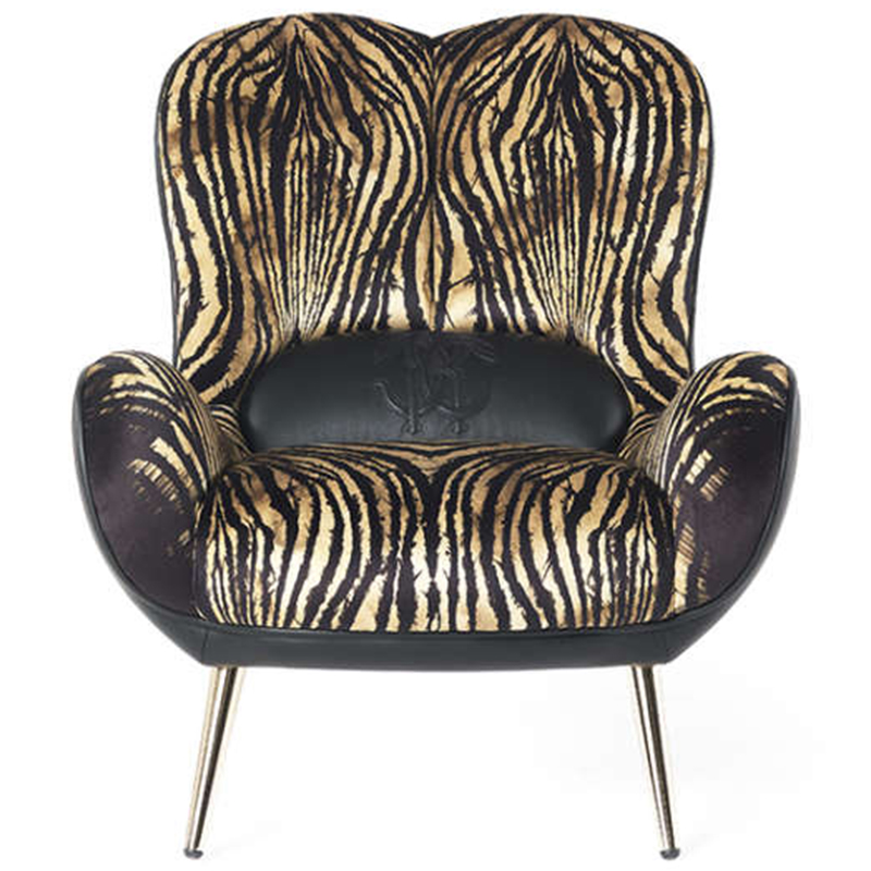 Дизайнерское Кресло Tifnit Armchairs стиль Roberto Cavalli II Черный Бежевый Золотой Дизайнерское Кресло Tifnit Armchairs стиль Roberto Cavalli II Черный Бежевый Золотой в Кирове | Loft Concept