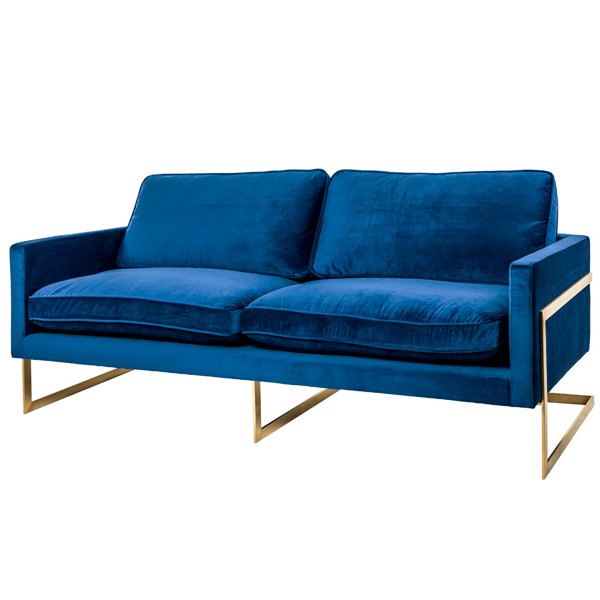 Диван бархатный Accent Velvet Sofa Золотой Синий Диван бархатный Accent Velvet Sofa Золотой Синий в Кирове | Loft Concept
