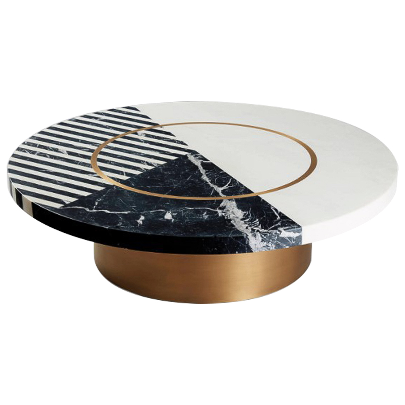 Кофейный стол Mercado Marble Brass Coffee Table Черно-белый Латунь Кофейный стол Mercado Marble Brass Coffee Table Черно-белый Латунь в Кирове | Loft Concept