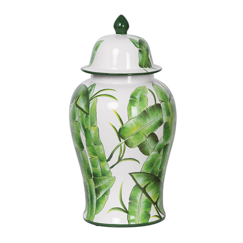 Ваза Vase Green Leaves I Белый Зеленый Ваза Vase Green Leaves I Белый Зеленый в Кирове | Loft Concept
