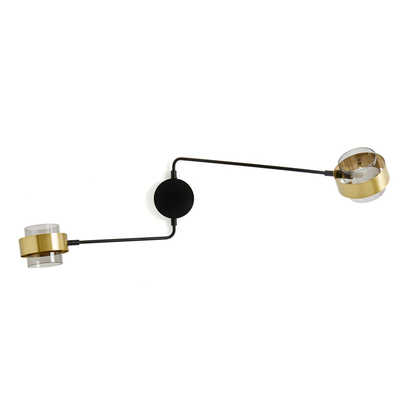 Бра Truvor Sconce Double Стекло Смок Латунь Черный Бра Truvor Sconce Double Стекло Смок Латунь Черный в Кирове | Loft Concept