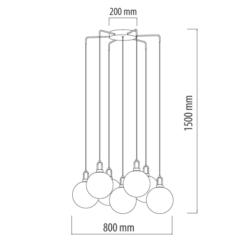 Люстра с 7-ю плафонами из прозрачного стекла в форме шара Orb Cascade  в Кирове