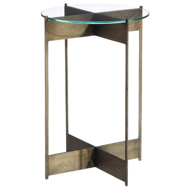 Круглый приставной столик со стеклянной столешницей Lochlan Side Table Бронза Прозрачное Стекло Круглый приставной столик со стеклянной столешницей Lochlan Side Table Бронза Прозрачное Стекло в Кирове | Loft Concept