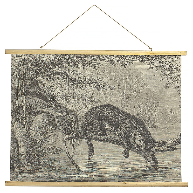 Картина подвесная Leopard on a Tree Poster Бежево-серый Древесина Картина подвесная Leopard on a Tree Poster Бежево-серый Древесина в Кирове | Loft Concept