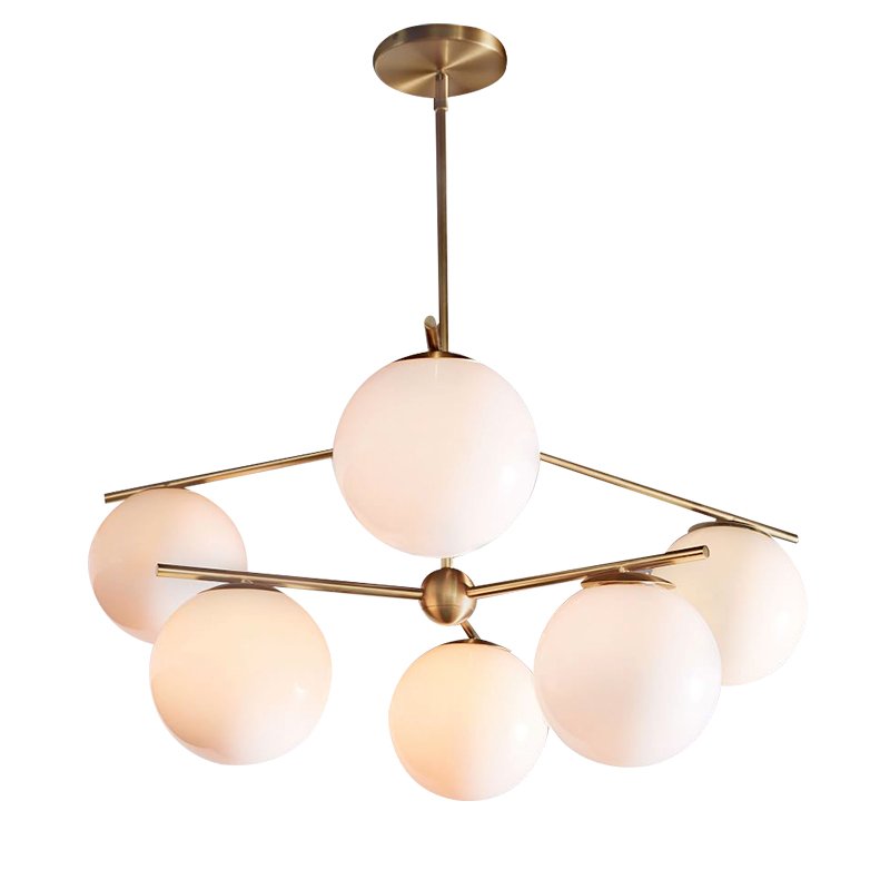 Люстра Sphere Stem 6-Light Chandelier Bronze Латунь Белый Люстра Sphere Stem 6-Light Chandelier Bronze Латунь Белый в Кирове | Loft Concept