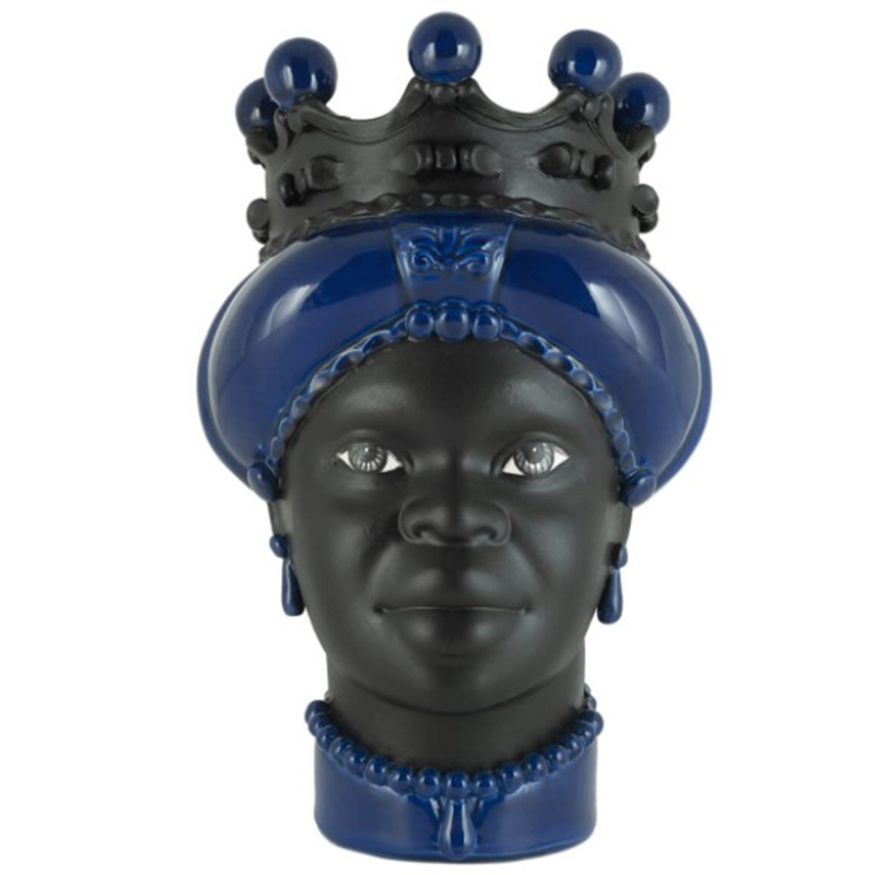 Ваза VASE MORO LADY CROWN DARK blue Черный Синий Ваза VASE MORO LADY CROWN DARK blue Черный Синий в Кирове | Loft Concept