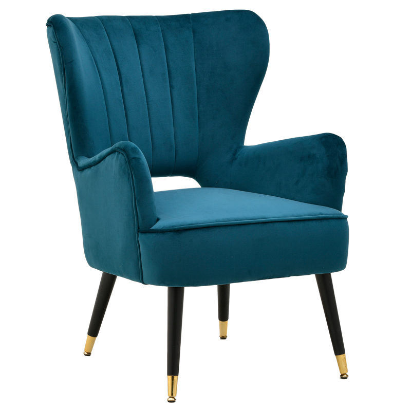 Кресло Drummond Armchairs Blue Морская синь Черный в Кирове | Loft Concept 