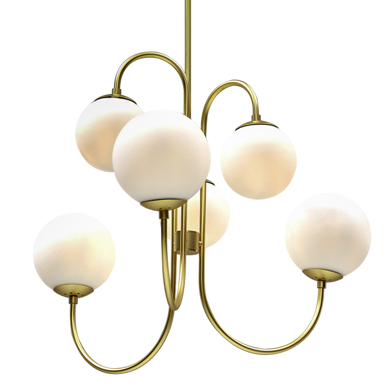 Люстра Gooseneck Pelle Gold Chandelier Белый Золотой Люстра Gooseneck Pelle Gold Chandelier Белый Золотой в Кирове | Loft Concept