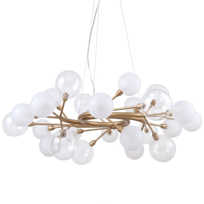 Люстра Berries Chandelier White 85 матовое золото Прозрачный Прозрачный белый Люстра Berries Chandelier White 85 матовое золото Прозрачный Прозрачный белый в Кирове | Loft Concept