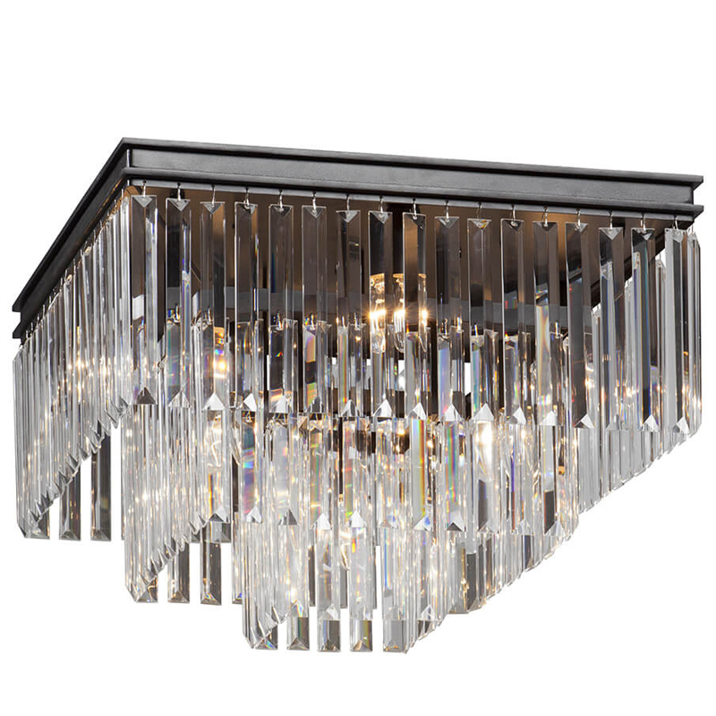 Потолочный светильник ODEON CLEAR GLASS 3-TIER 52 см Черный в Кирове | Loft Concept 