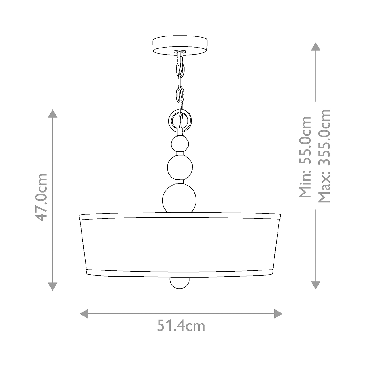 Люстра подвесная с белым тканевым цилиндрическим абажуром и декоративными шарами Hinkley в Кирове