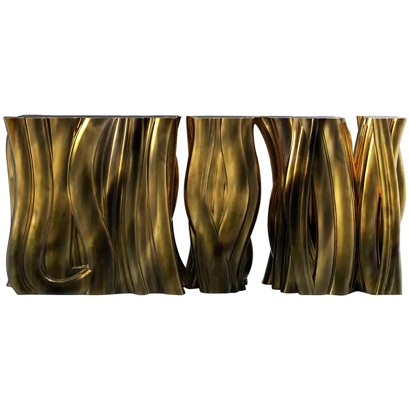 Консоль Модульная Monochrome Console Gold in Molded Fiberglass Золотой Консоль Модульная Monochrome Console Gold in Molded Fiberglass Золотой в Кирове | Loft Concept
