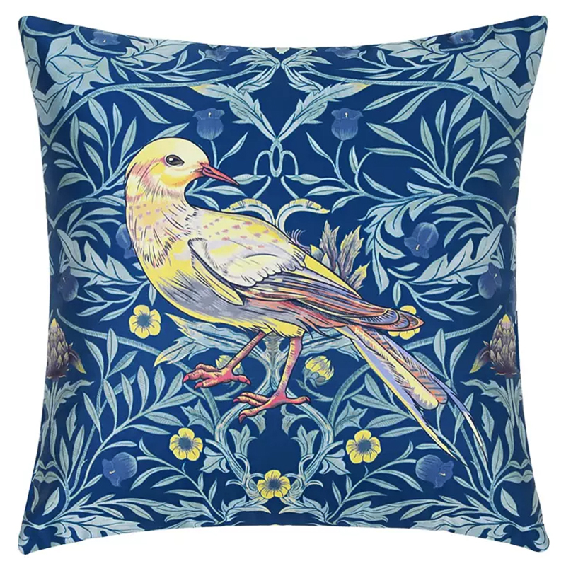 Декоративная подушка Bird and Flower Pattern Cushion Синий Мульти Декоративная подушка Bird and Flower Pattern Cushion Синий Мульти в Кирове | Loft Concept