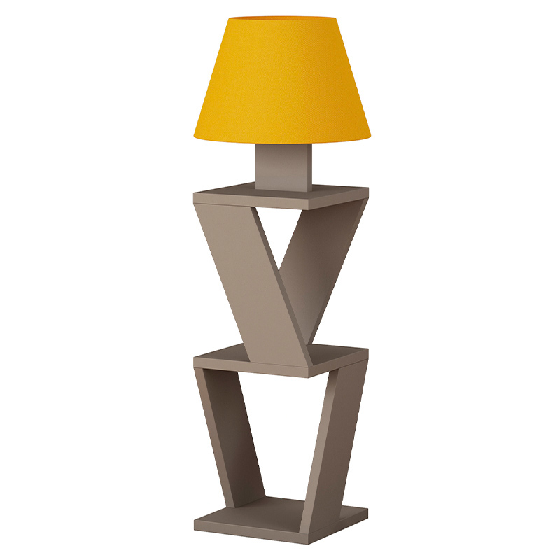 Торшер бежевый с каркасом с 2-мя полками и тканевым абажуром KOZENA SIDE FLOOR LAMP Бежевый Торшер бежевый с каркасом с 2-мя полками и тканевым абажуром KOZENA SIDE FLOOR LAMP Бежевый в Кирове | Loft Concept