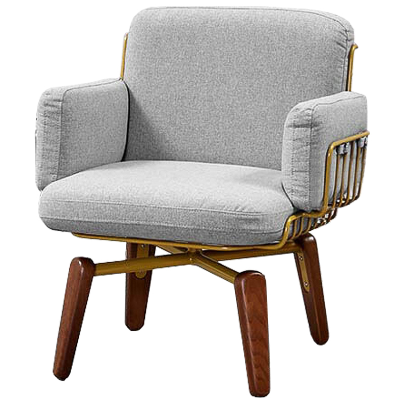 Кресло Frankie Armchair Светло-серый Коричневый Бронза в Кирове | Loft Concept 