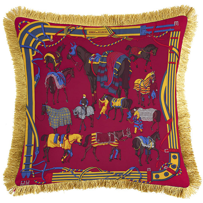 Декоративная подушка Hermes Horses Red 134 Красный Мульти Золотой Декоративная подушка Hermes Horses Red 134 Красный Мульти Золотой в Кирове | Loft Concept