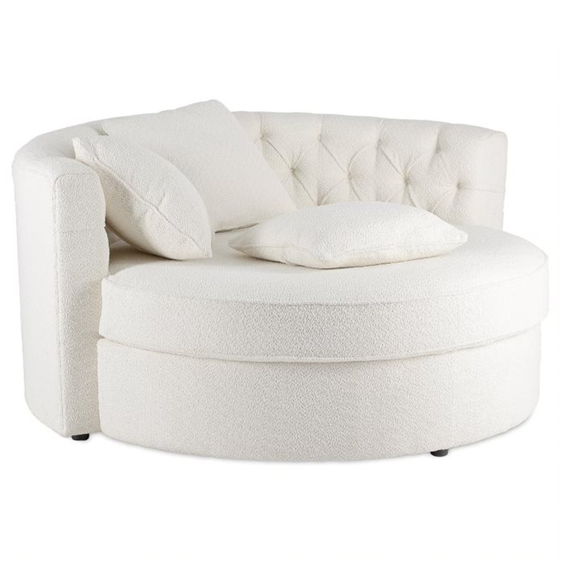 Кушетка круглая с обивкой из ткани букле Milky Boucle Chair Белая Молочный Кушетка круглая с обивкой из ткани букле Milky Boucle Chair Белая Молочный в Кирове | Loft Concept