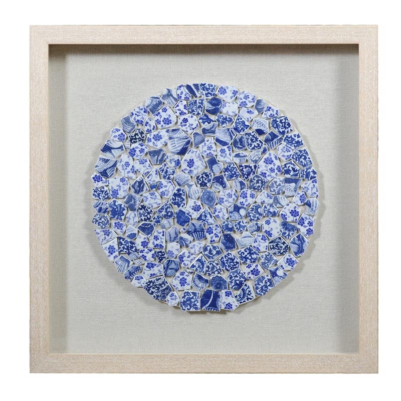 Панно Blue and White Mosaic circle Белый Синий Бежевый Панно Blue and White Mosaic circle Белый Синий Бежевый в Кирове | Loft Concept