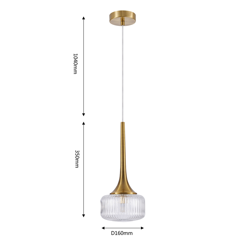 Подвесной светильник Blown Glass с прозрачным рельефным плафоном Подвесной светильник Blown Glass с прозрачным рельефным плафоном в Кирове