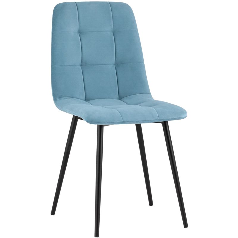 Стул NANCY S-2 Chair Голубой Велюр Голубой пастельный Черный Стул NANCY S-2 Chair Голубой Велюр Голубой пастельный Черный в Кирове | Loft Concept
