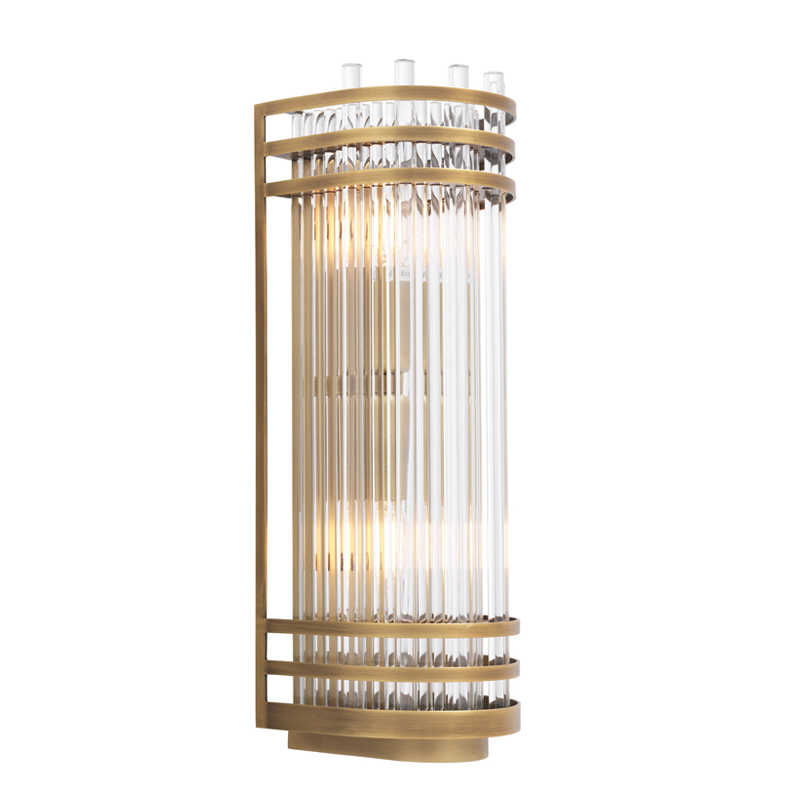 Бра Eichholtz Wall Lamp Gulf S Brass Латунь Античная полированная Прозрачный Бра Eichholtz Wall Lamp Gulf S Brass Латунь Античная полированная Прозрачный в Кирове | Loft Concept