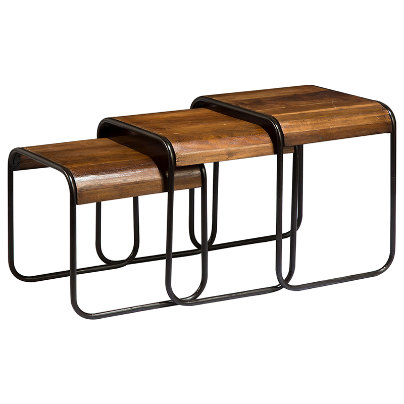 Комплект из 3-х приставных столов Sydney Side Tables Коричневый Черный Комплект из 3-х приставных столов Sydney Side Tables Коричневый Черный в Кирове | Loft Concept