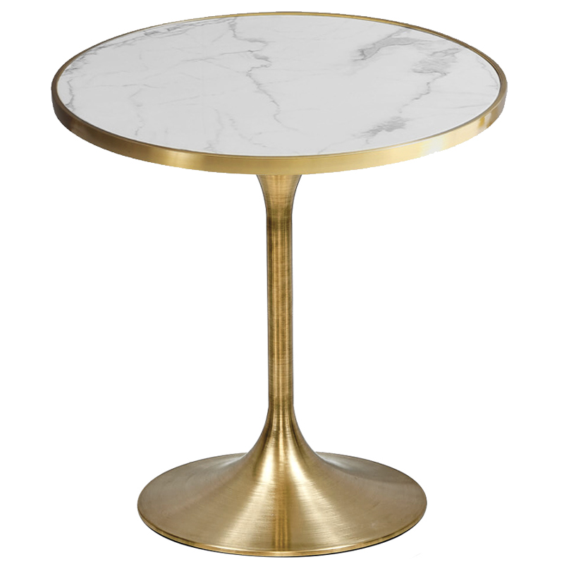 Обеденный стол Lovisa Table Circle Белый Латунь сатинированная Обеденный стол Lovisa Table Circle Белый Латунь сатинированная в Кирове | Loft Concept