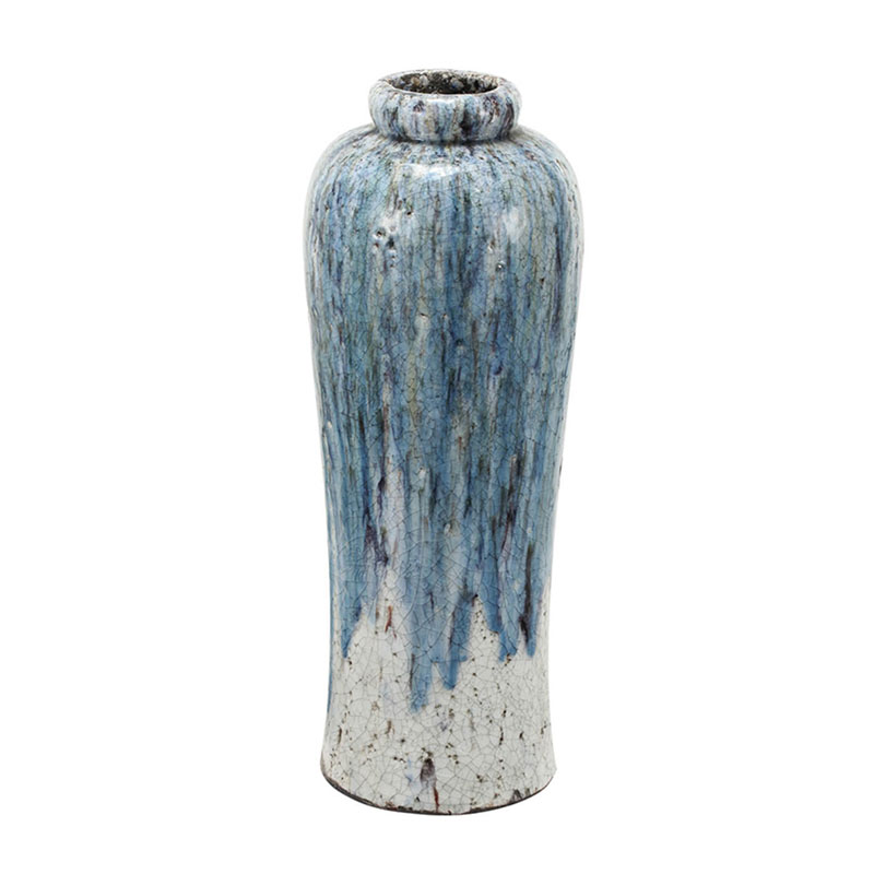 Ваза Terracotta Vase blue-white high Белый Голубой в Кирове | Loft Concept 