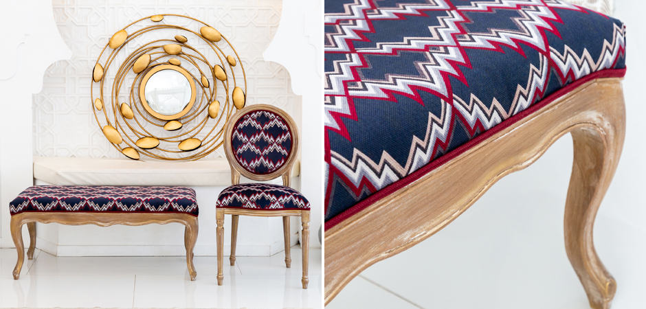Банкетка Ikat Pattern с золотой патиной Банкетка Ikat Pattern с золотой патиной - Loft-Concept в Кирове