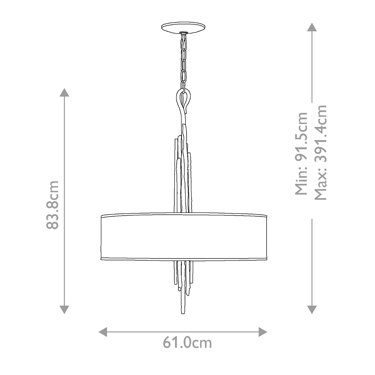 Люстра подвесная с широким белым текстильным абажуром и вертикальными декоративными элементами Hinkley в Кирове