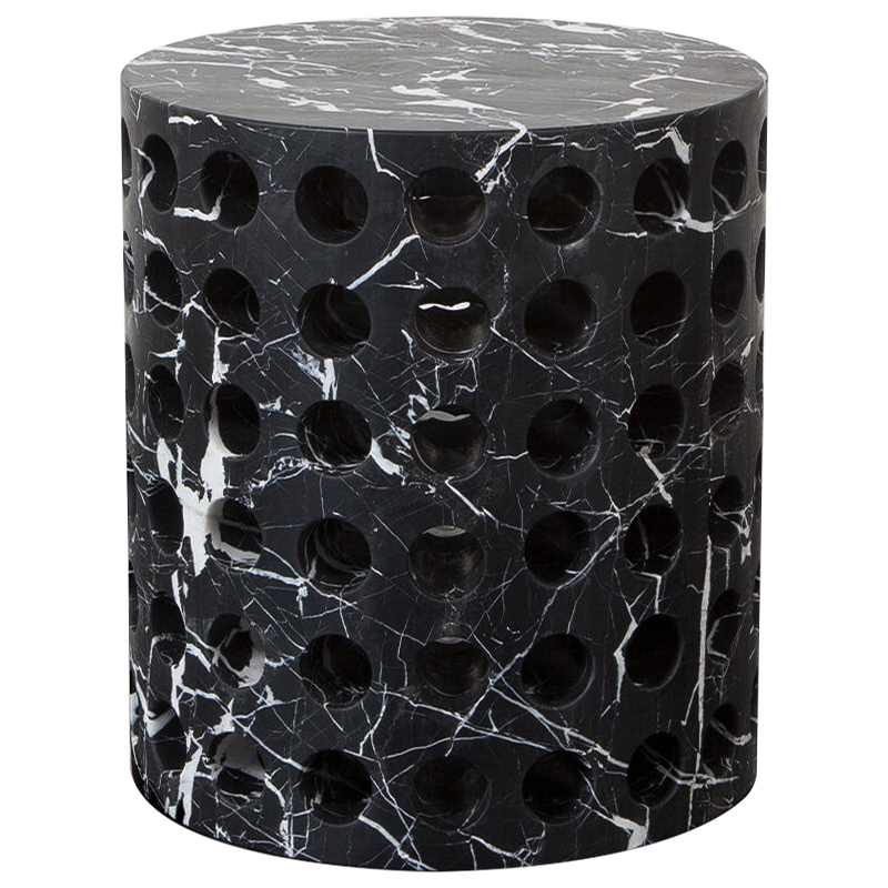 Приставной стол Perforated Side Table дизайн Kelly Wearstler Черный Мрамор Nero Черно-белый Приставной стол Perforated Side Table дизайн Kelly Wearstler Черный Мрамор Nero Черно-белый в Кирове | Loft Concept