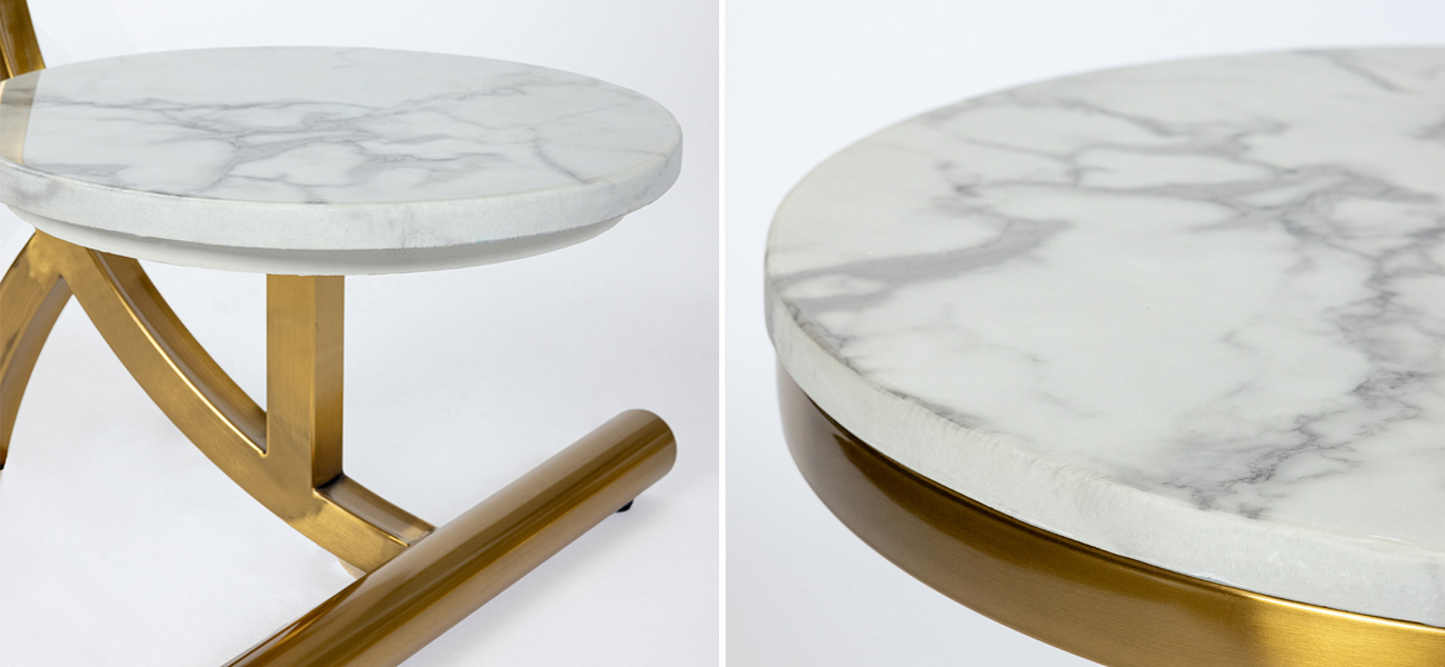 Приставной столик с двумя столешницами из мрамора Notes - фото №1