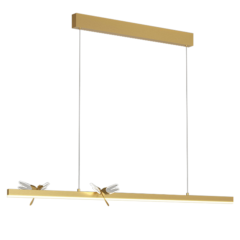 Линейный светильник со стрекозами Dragonfly Linear Chandelier Gold Золотой Прозрачный в Кирове | Loft Concept 